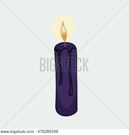 Vector Illustration Hand-drawn Candle With Burning Plaen