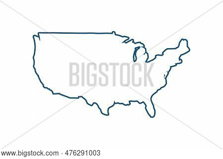 Us States Contour Silhouette. Simple Map. Vector