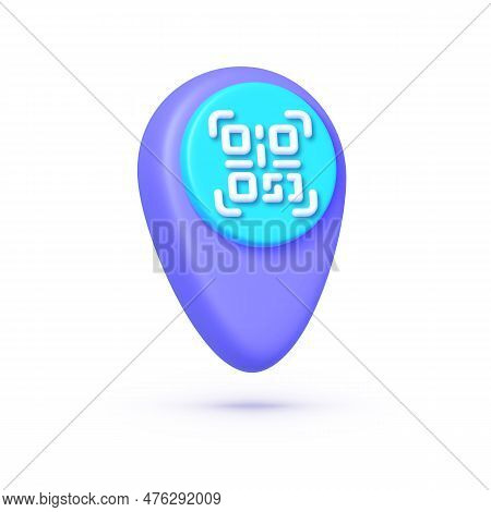 Qr Code Location In 3d Style, Great Design For Any Purposes. Location 3d Icon For Web Design. Vector