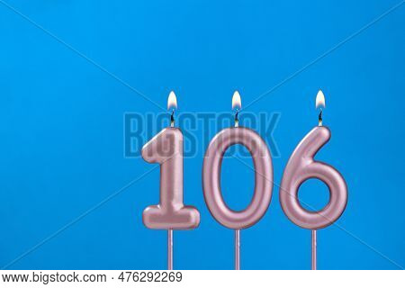 Candle Number 106 - Birthday In Blues Foamy Background