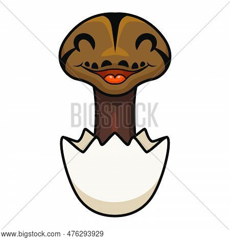 Vector Illustration Of Cute Golden Child Phantom Reticulatus Python Cartoon Inside An Egg