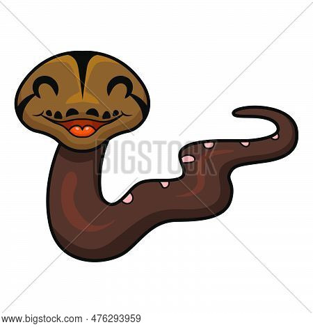 Vector Illustration Of Cute Golden Child Phantom Reticulatus Python Cartoon