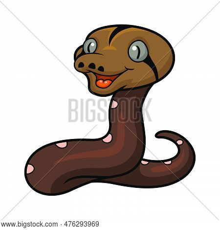 Vector Illustration Of Cute Golden Child Phantom Reticulatus Python Cartoon