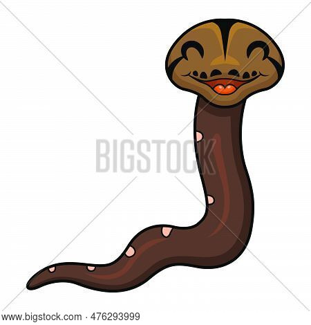 Vector Illustration Of Cute Golden Child Phantom Reticulatus Python Cartoon