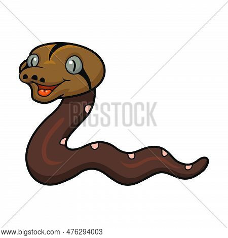 Vector Illustration Of Cute Golden Child Phantom Reticulatus Python Cartoon