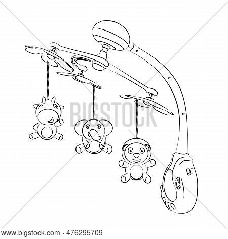Carousel With Toys On The Crib For Children. Vector Illustration Of Crib Mobile For Kids. Illustrati