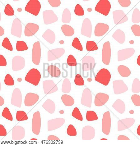 Abstract Seamless Pattern With Pink Spots. Vector Doodle Illustration On White Background. Spots For