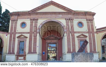 Barcelona, Spain - Dec 27th, 2019: Main Facade Of Catalan Museum Of Archaeology, Barcelona, Spain