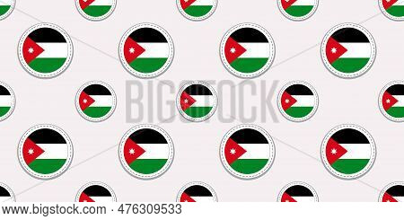Jordan Round Flag Seamless Pattern. Jordanian Background. Vector Circle Icons. Geometric Symbols. Te