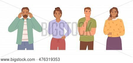 People Making Choice, Choosing From Opportunities, Multiple Directions, Woman And Man In Thoughtful 