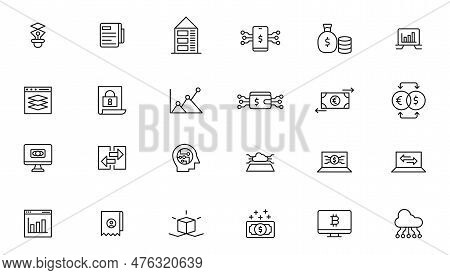 Set Of Fintech Modern Icons. Simple Line Art Style Icons Pack.fintech Simple Concept Icons Set. Cont