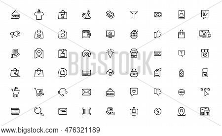 E-commerce And Shopping Icons Outline Vector Template