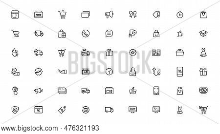 E-commerce And Shopping Icons Outline Vector Template
