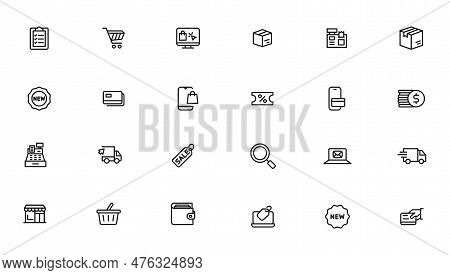 E-commerce And Shopping Icons Outline Vector Tamplate
