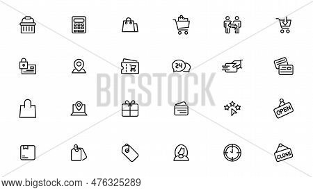 E-commerce And Shopping Icons Outline Vector Template