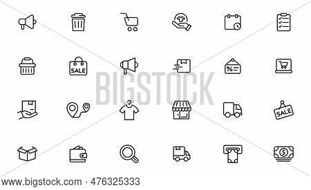 E-commerce And Shopping Icons Outline Vector Template