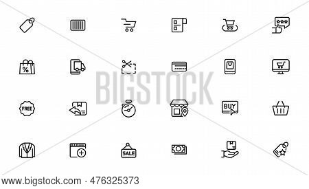 E-commerce And Shopping Icons Outline Vector Template