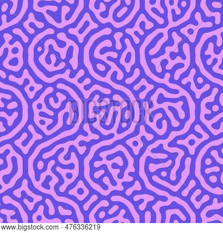 Psychedelic Motif Violet Purple Seamless Pattern Vector Abstract Background. Modern Textile Design R