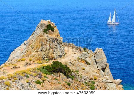 Klipporna på halvön Enfola - udden av Enfola. Elba Island, Italien, Europa.