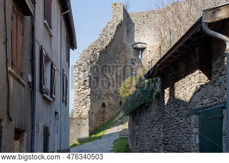 Old Castle Remains In A French City Cremieu - Europe Spring Season