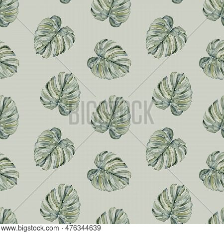 Tropical Leaves Seamless Pattern. Monstera Leaves Seamless Pattern. Monstera Leaves On Isolated Back
