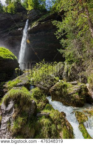Beautiful View Of Pericnik Waterfall In Slovenia