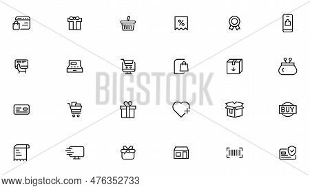E-commerce And Shopping Icons Outline Vector Template
