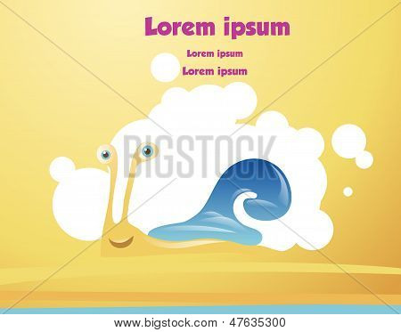 Lustige Schnecke am tropischen Strand
