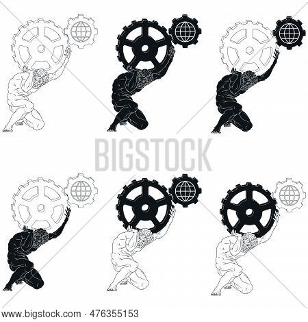 Vector Of Atlas Holding Gears