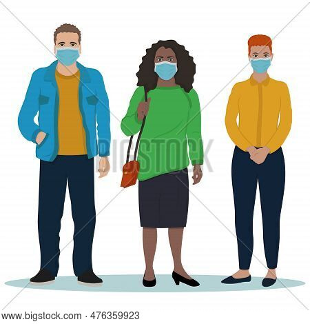 Masked People During The Onset Of A Pandemic