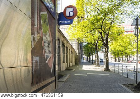 Sofia, Bulgaria. May 2023.  The Postbank Branch Atm Machine On The Street Of The City Center