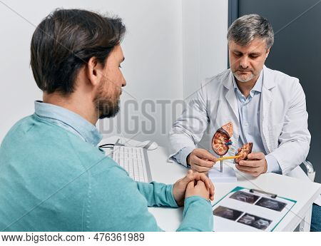 Adult Man During Consultation With Experienced Urologist About His Kidney Disease And Treatment At M