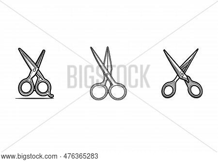 Scissor Icon Line Art, Scissor Illustration Set