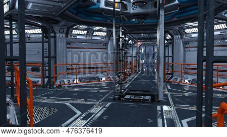 3d Rendering Of A Futuristic Sceince Fiction Corridor