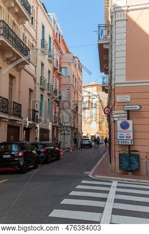 Monaco-ville, Monaco, April 20th 2023:- Streets In Monaco-ville, The Old Town Part Of The Principali
