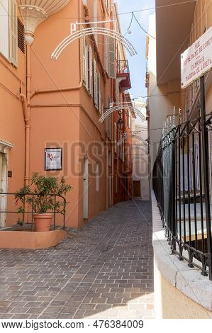 Monaco-ville, Monaco, April 20th 2023:- A View Of The Narrow Streets In Monaco-ville, The Old Town O