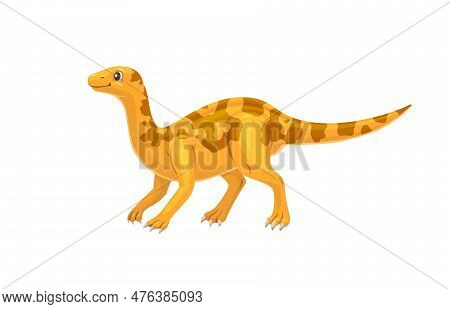 Cartoon Mussaurus Dinosaur Character. Isolated Vector Herbivorous Sauropodomorph Dino Of Late Triass