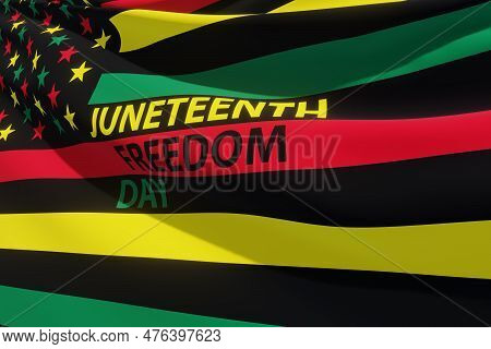 Alternative Juneteenth Flag With Text Juneteenth Freedom Day. Since 1865. Banner.