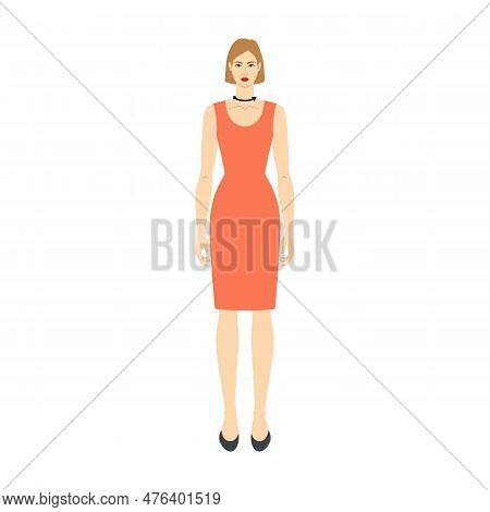 Women To Do Neck Size Measurement Body With Arrows Fashion Illustration For Size Chart. Flat Female 