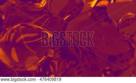 Orange And Rose Transpicuous Fluid Spheres Bg - Abstract 3d Illustration