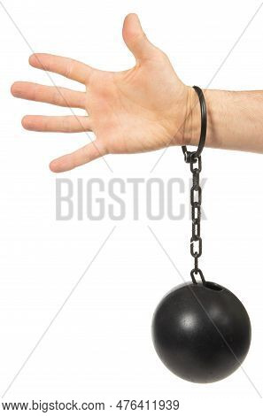 Heavy Looking Ball With Cuff Chain For Prisoners, Isolated