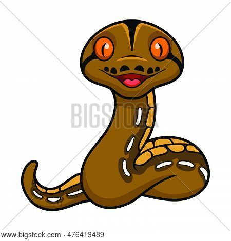 Vector Illustration Of Cute Tiger Reticulatus Python Cartoon