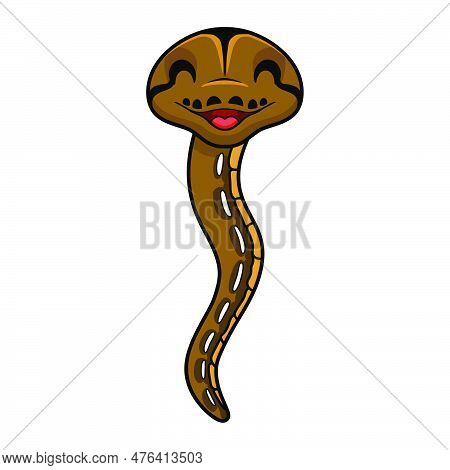 Vector Illustration Of Cute Tiger Reticulatus Python Cartoon