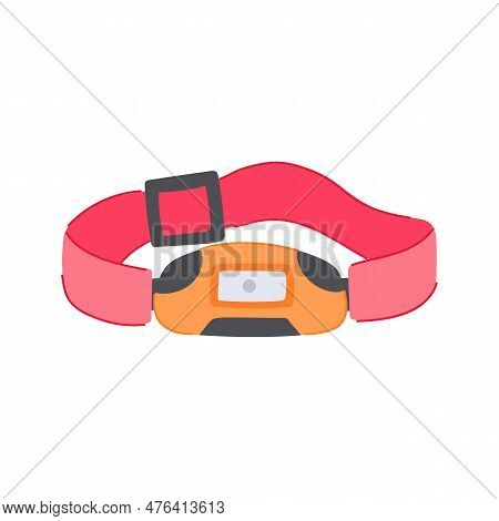 Electric Headlamp Flashlight Cartoon. Bright Camp, Head Hiking Electric Headlamp Flashlight Sign. Is