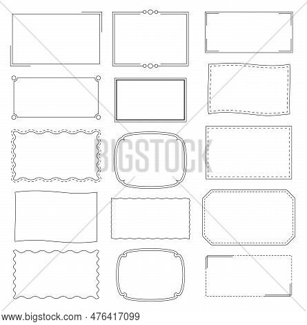 Rectangle Line Vintage Frames Border Set. Greeting Or Wedding Frames Decorations.