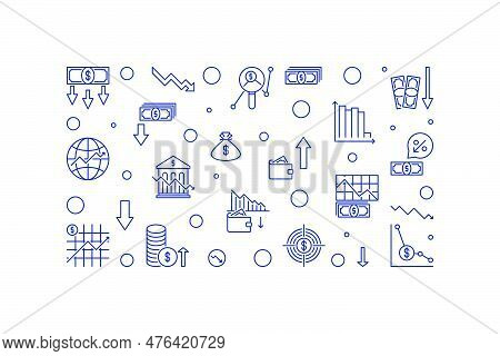 Monetary And Fiscal Policy Horizontal Banner - Vector Macroeconomics Concept Illustration