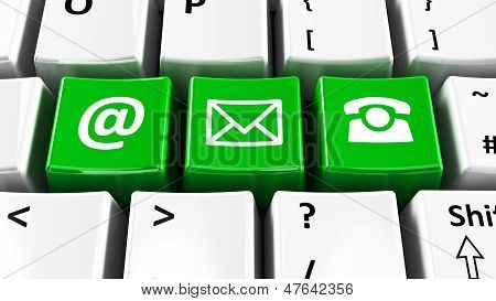 计算机键盘绿色联系人