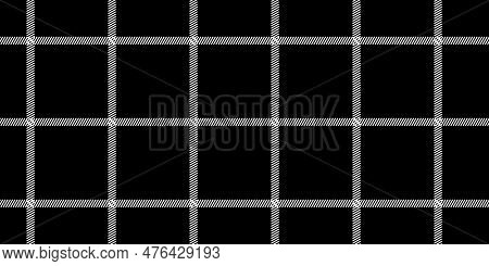 Windowpane Plaid Black And White Seamless Pattern With Narrow Lines