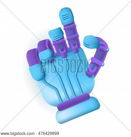 Blue And Purple Vr Glove For Playing Video Games 3d Illustration. Drawing Of Virtual Reality Tool Or