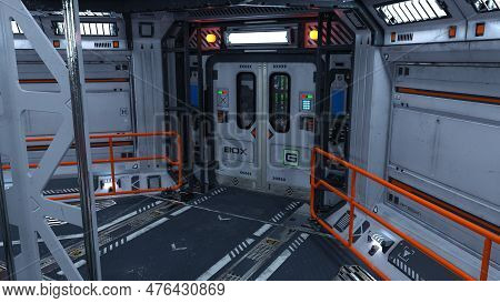 3d Rendering Of A Futuristic Sceince Fiction Corridor